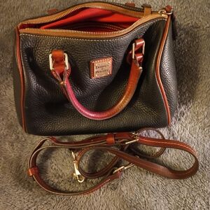 Dooney & Bourke Black and Brown Leather Satchel